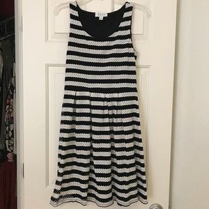 Black and white striped eyelet lace dress